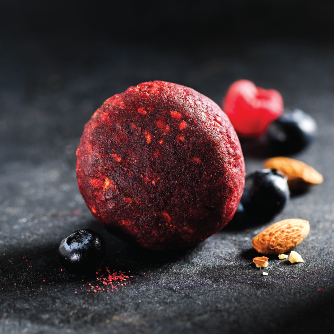 M&S Brain Food - deep red ball surrounded by blueberries and almonds