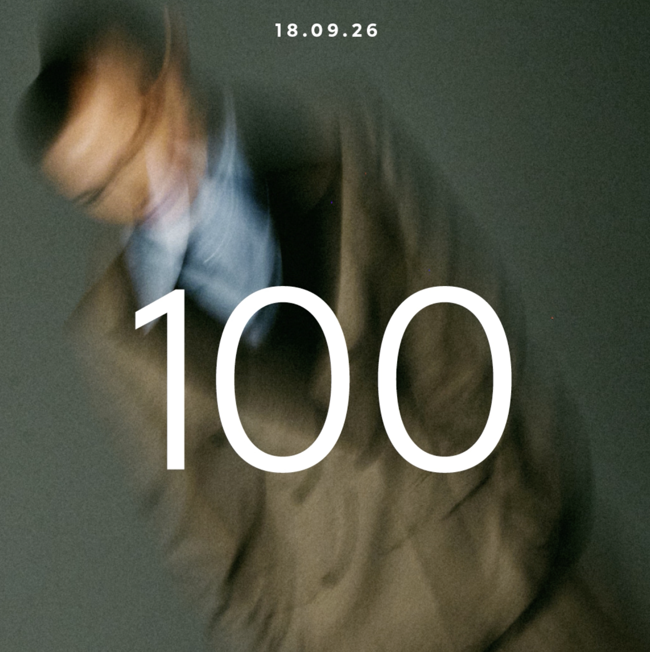 a blurred image of a person with the number 100 over the top