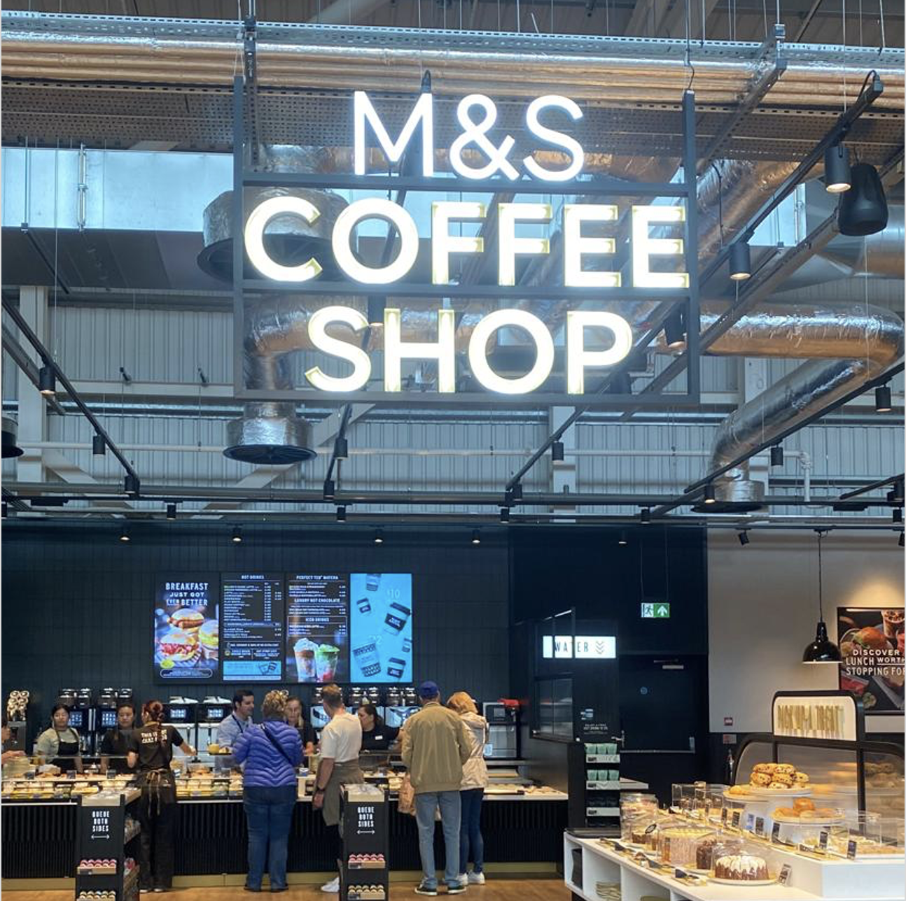 An M&S Coffee Shop sign