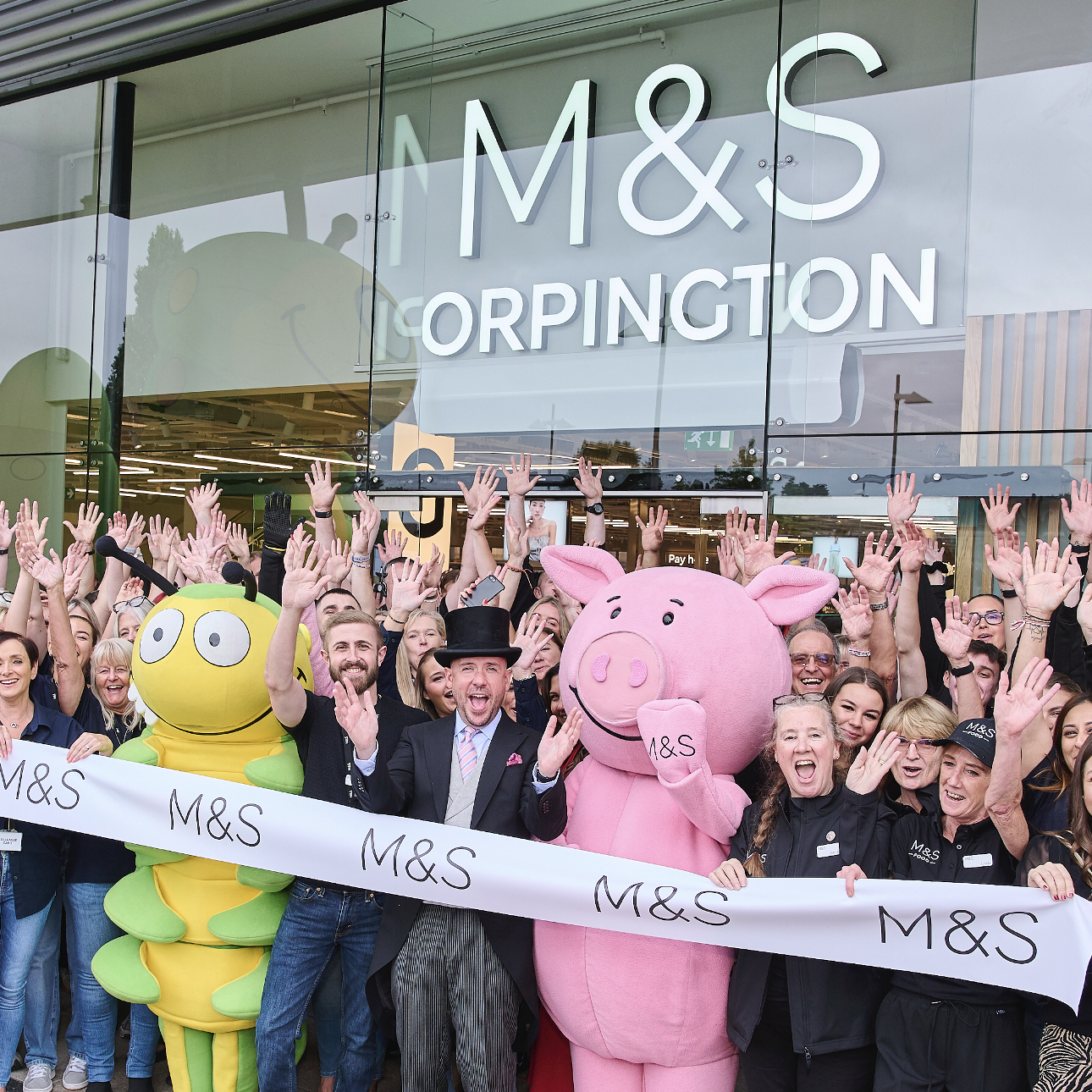 A crowd outside M&S Orpington