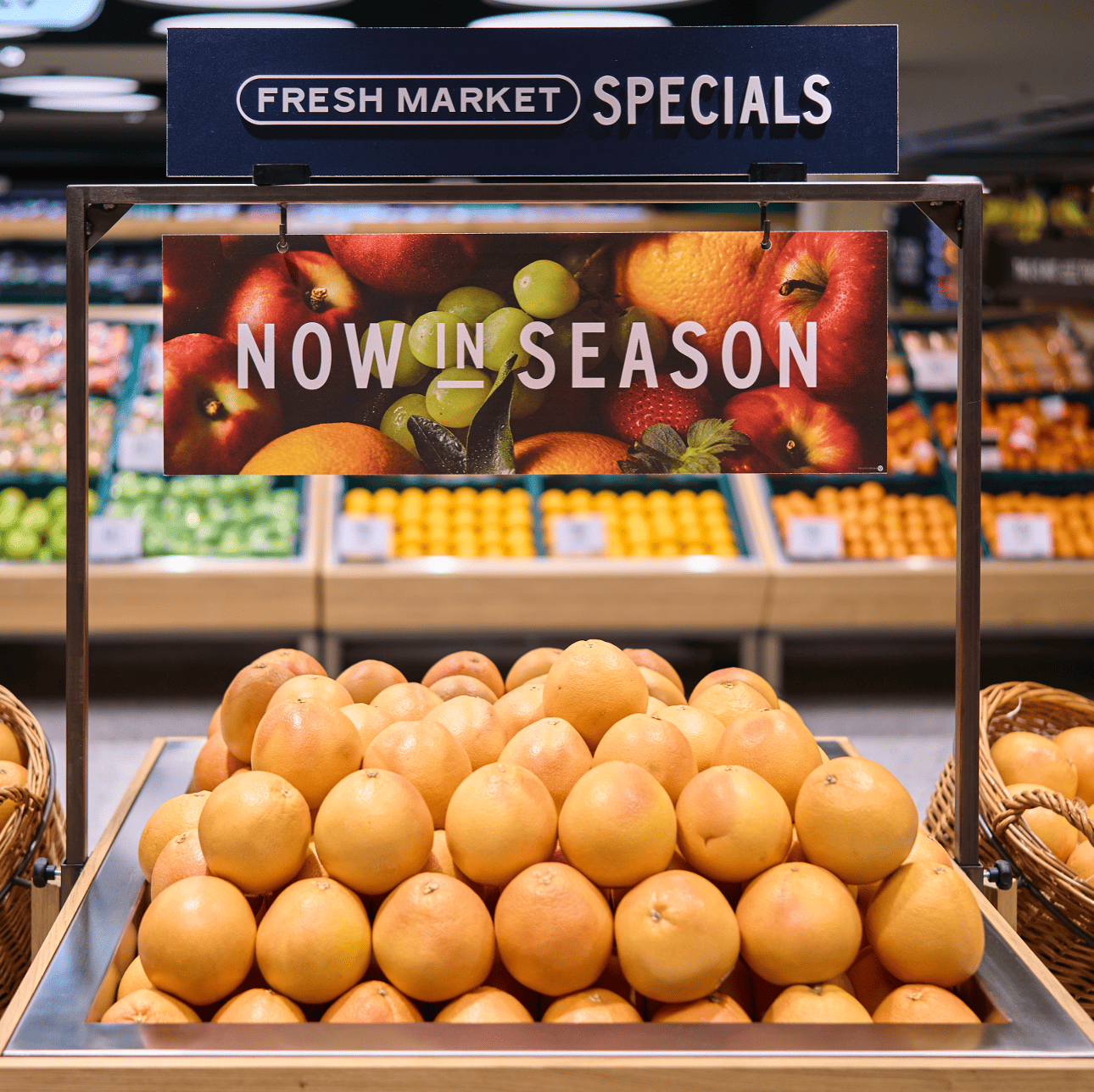 A fruit stand in an M&S store